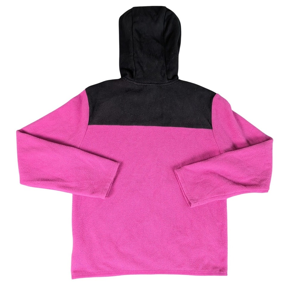 The North Face Pink Black Colorblock Circular Design Fleece Zip Hoodie Teen M - Picture 2 of 9